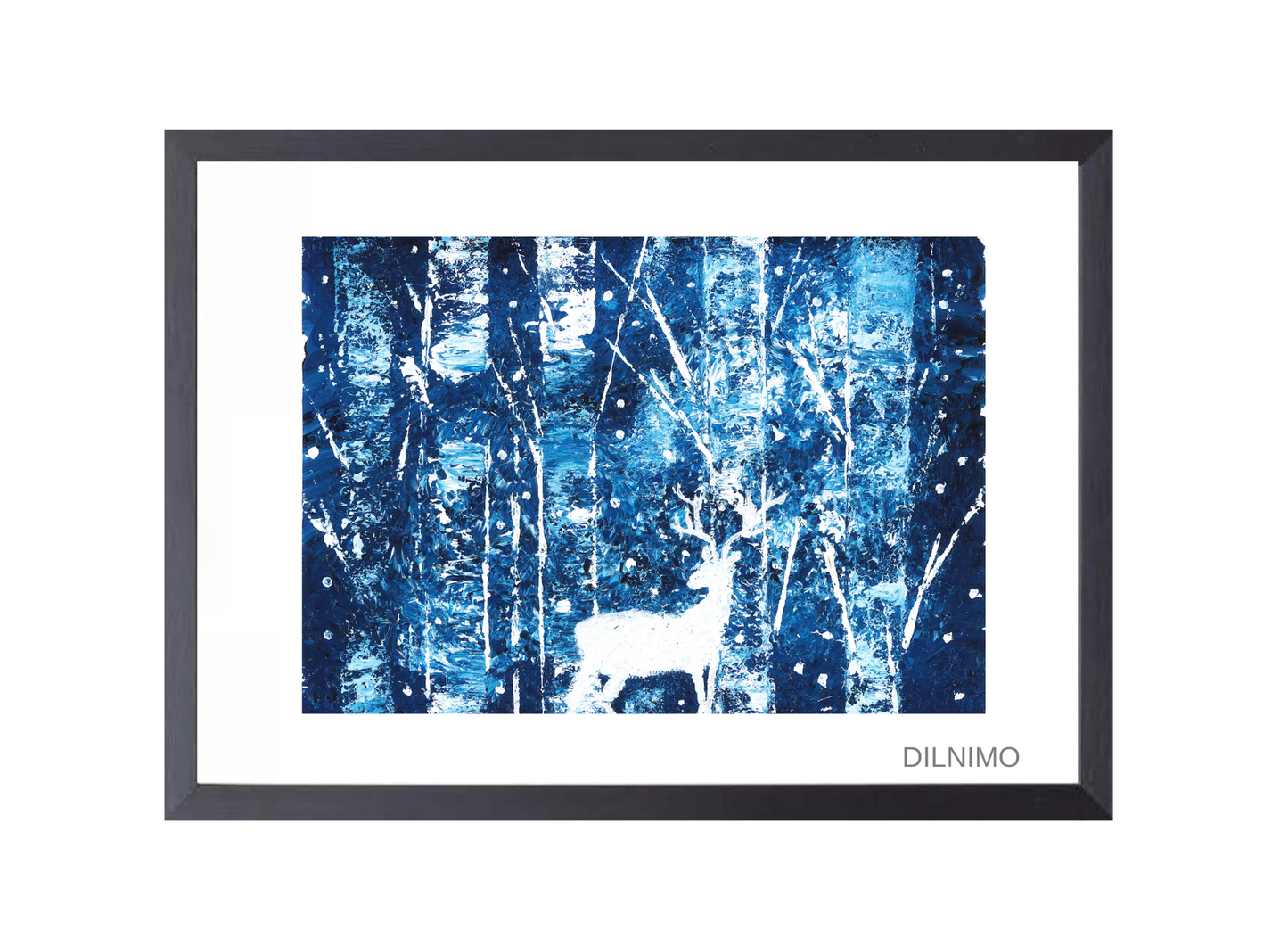 Winter Wonderland Deer | Snowy Forest | Framed Painting