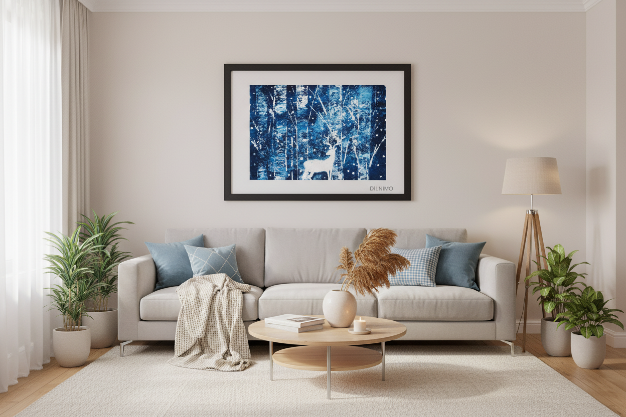 Winter Wonderland Deer | Snowy Forest | Framed Painting