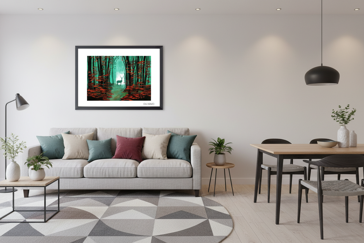 Majestic Deer in Enchanted Forest | Framed Painting