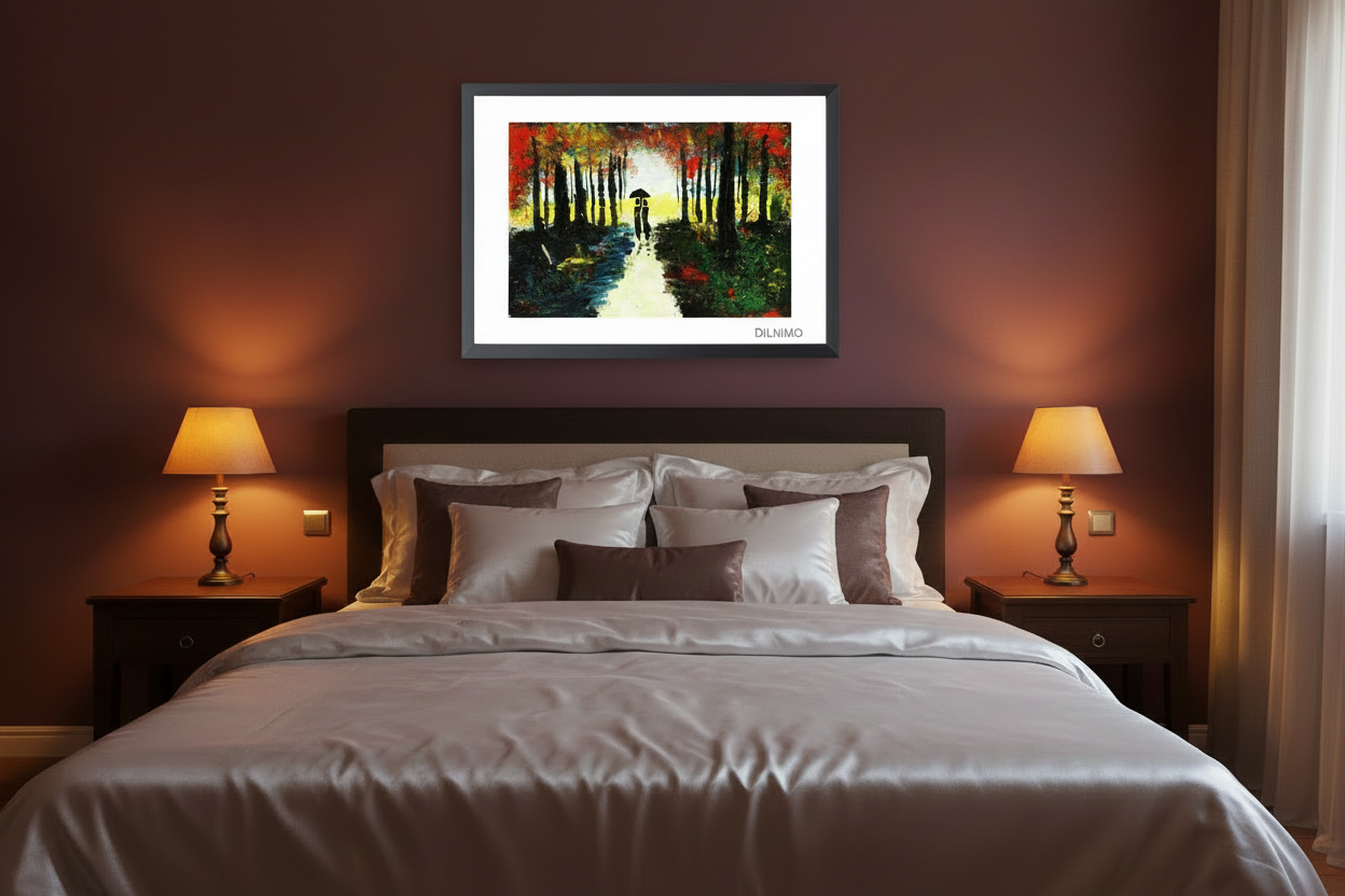 Romantic Walk in the Park| Framed Painting