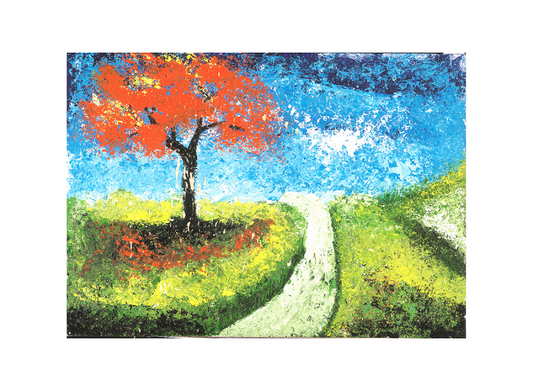 Serene Landscape| Red Tree | Framed Painting