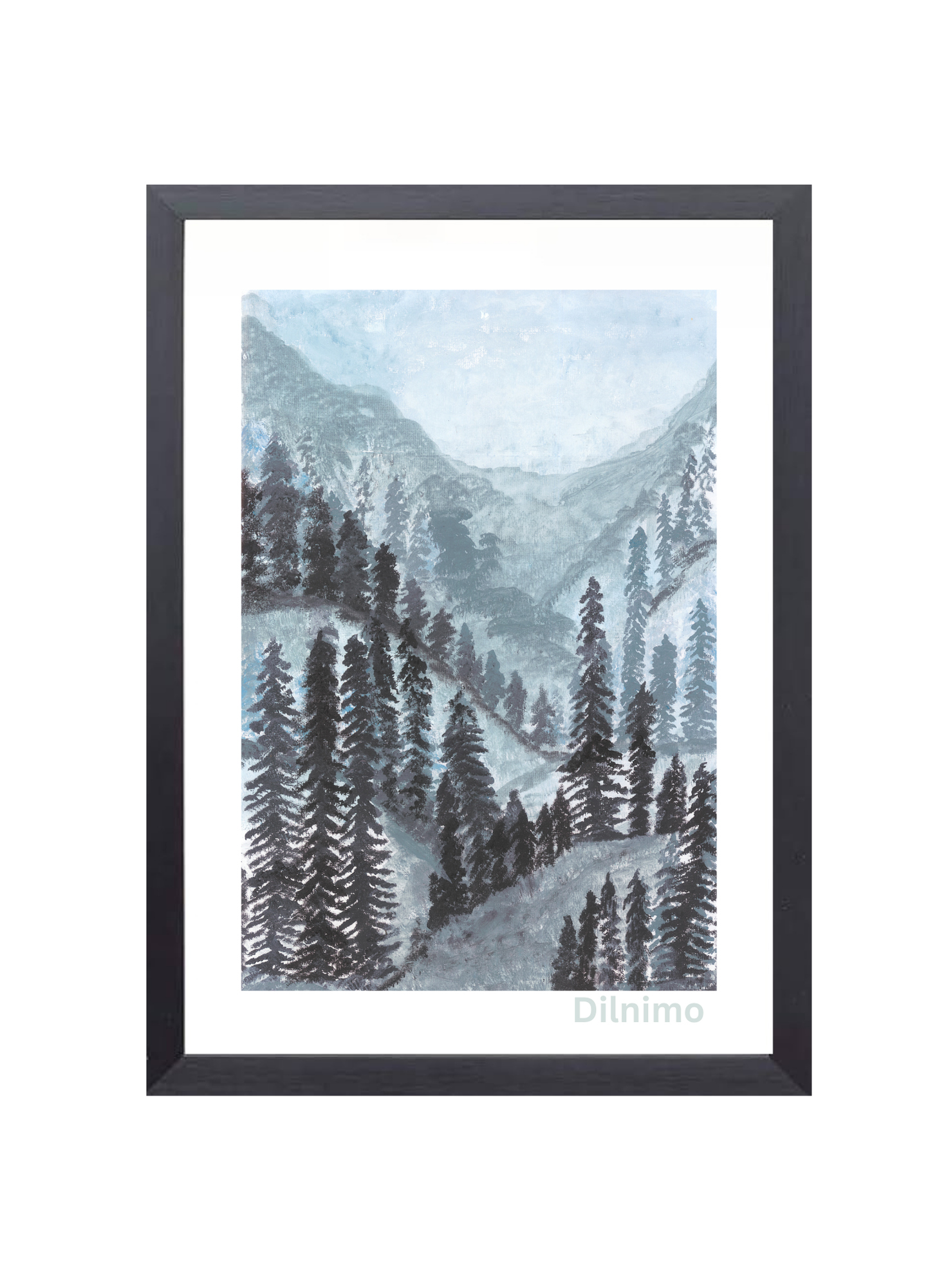 Serene Misty Mountain Forest - Tranquil Wall Art Original Painting
