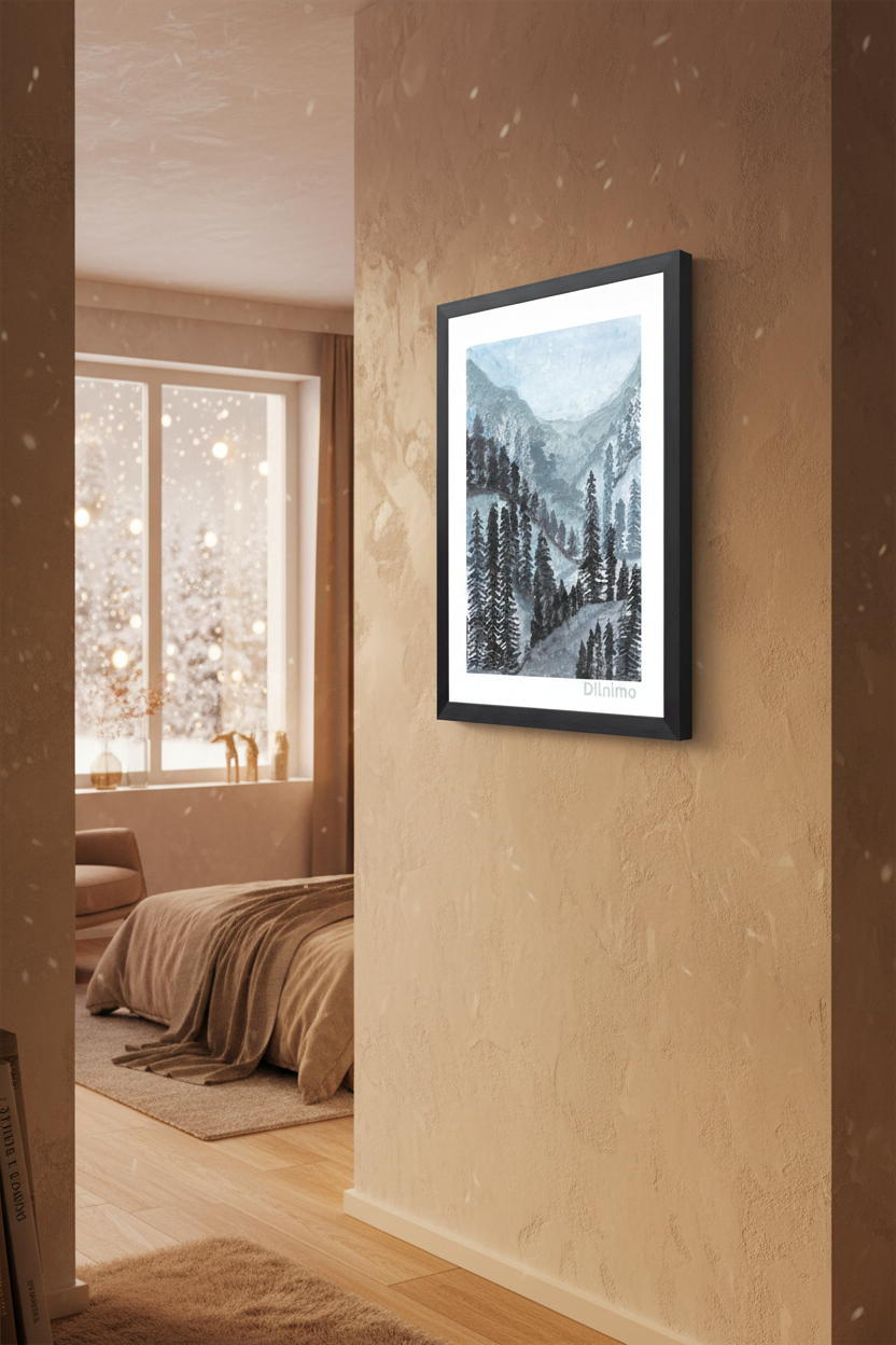 Serene Misty Mountain Forest - Tranquil Wall Art Original Painting