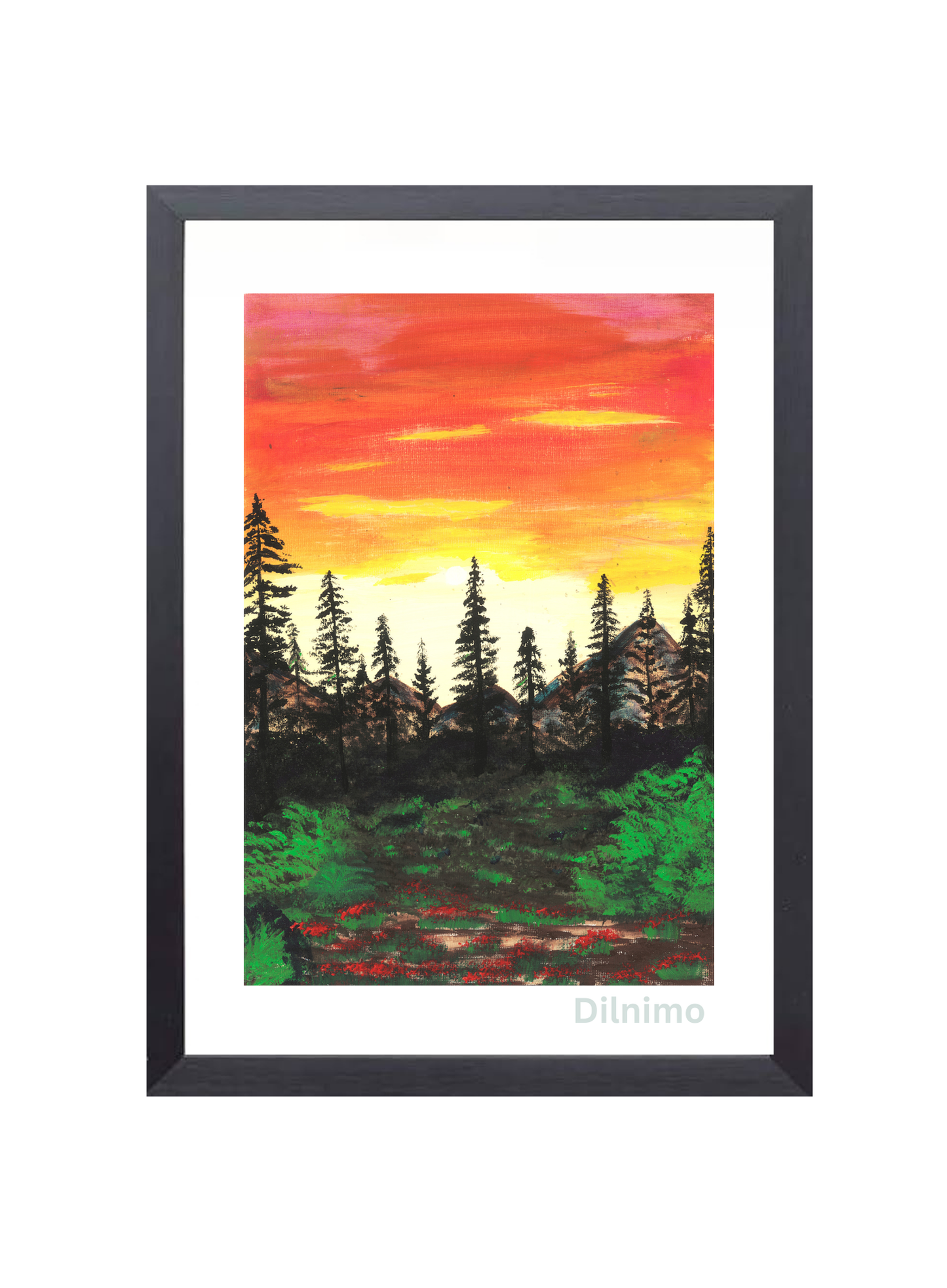 Serene Sunset Forest |Vibrant Nature-Inspired Painting