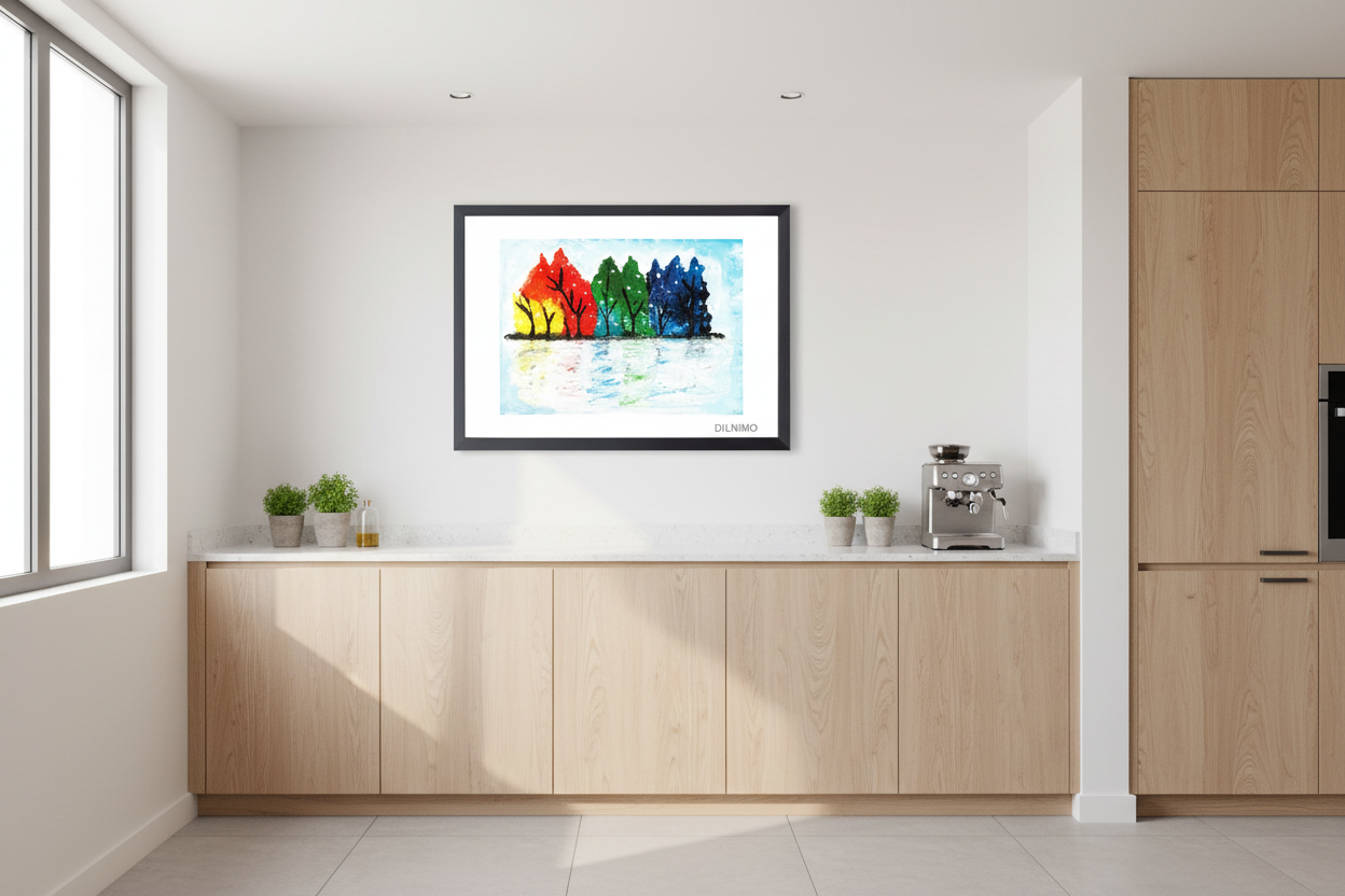 Vibrant Rainbow Forest | Framed Painting